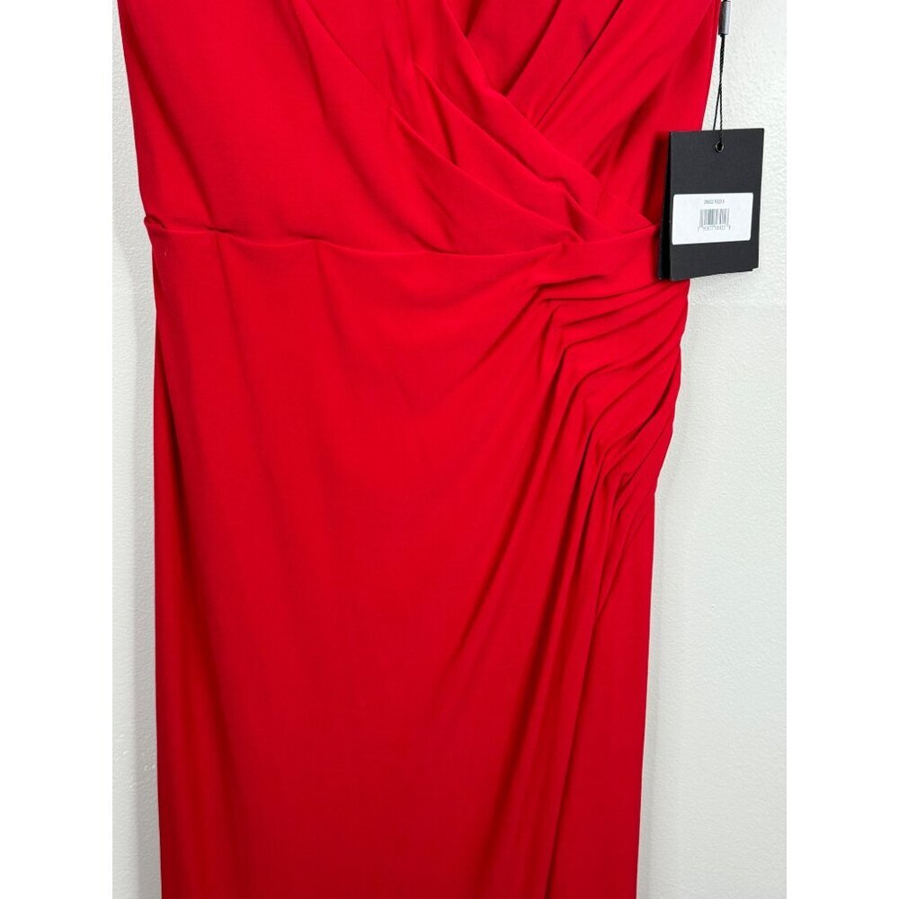 Ieena for Mac Duggal 26532 Red Jersey Evening Gown Pearl Strap V-Neck Size 2 NEW - Picture 6 of 7